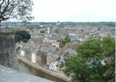 Le vieux Namur vu des remparts de la citadelle: la cathdrale Saint-Aubain, l'Universit Notre-Dame de la Paix, au coeur de la ville bord par la Sambre (Photo Marie-Anne Delahaut, Institut Jules-Destre)